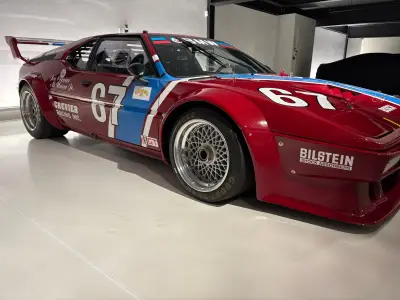 Red BMW M1 Procar number 67 three-quarter view, Crevier Racing livery