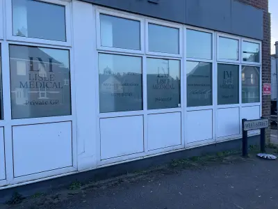 Lisle Medical Private GP frosted window graphics along West Street shopfront